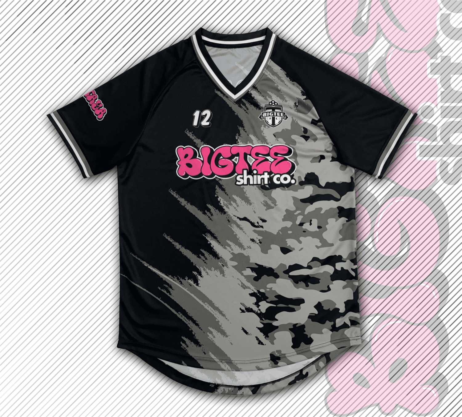 Sublimated raglan V-neck sports shirt